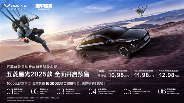 10.98萬元起！五菱星光2025款開啟預(yù)售，攜手《和平精英》打造年輕人的智能實戰(zhàn)利器！