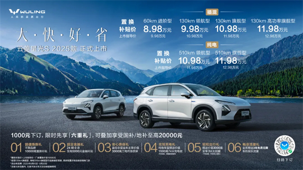 置換補貼價8.98萬元起！五菱星光S 2025款正式上市，以「大快好省」打造全場景家庭出行體驗！