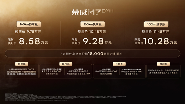 榮威M7 DMH重磅上市，限時美好價8.58萬元起享新能源時代家轎王